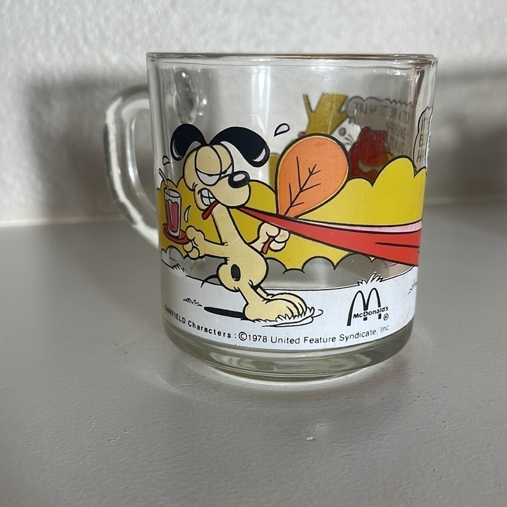 VTG McDonald's Garfield & Odie Glass Cup Mug 1978 X2 - Picture 8 of 8